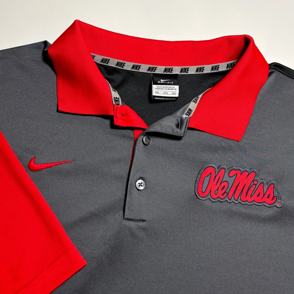 Ole Miss Rebels Nike Dri-FIT Polo Shirt Mens 3XL Gray NCAA Football